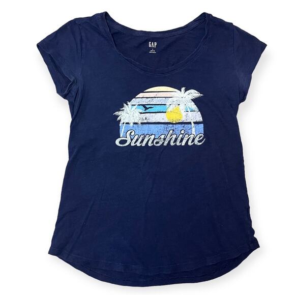 GAP Sunshine Rainbow Palm Tree Bird Graphic Tee Summer Normcore Size Small - Picture 1 of 4